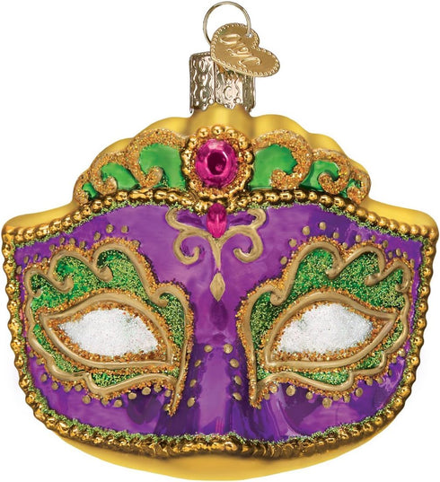 Old World Christmas 36241 Cities, Places and Landmarks Glass Blown Ornaments for Christmas Tree Mardi Gras Mask, 3 X 3 X 2.5...