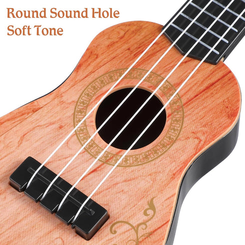 Toddmomy Kids Ukulele Toys Plastic Ukulele Guitar Musical Toy Classical Ukulele Guitar Musical Instrument Educational Toy for Beginner?Light Brown...