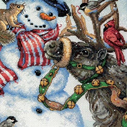 Dimensions Gold Collection Counted Cross Stitch 'Snowman Gathering' Personalized Christmas Stocking Kit, White Aida, 16", 18 Count...