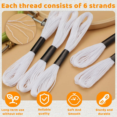 Black and White Series Embroidery Thread, Embroidery Cross Floss, Embroidery Thread Floss Set Including Plastic Floss Bobbins, Needle Threader, Ha...