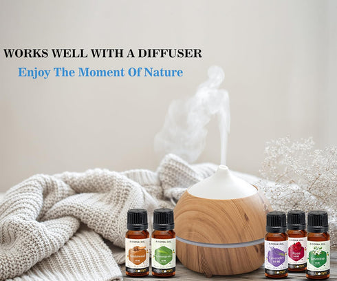 100% Pure Aroma Oils for Diffuser Set of 5 Fragrance Scent - Rose, Lavender, Lemongrass, Jasmine, Sandalwood - Best for Home Office, Cool Mist Lar...