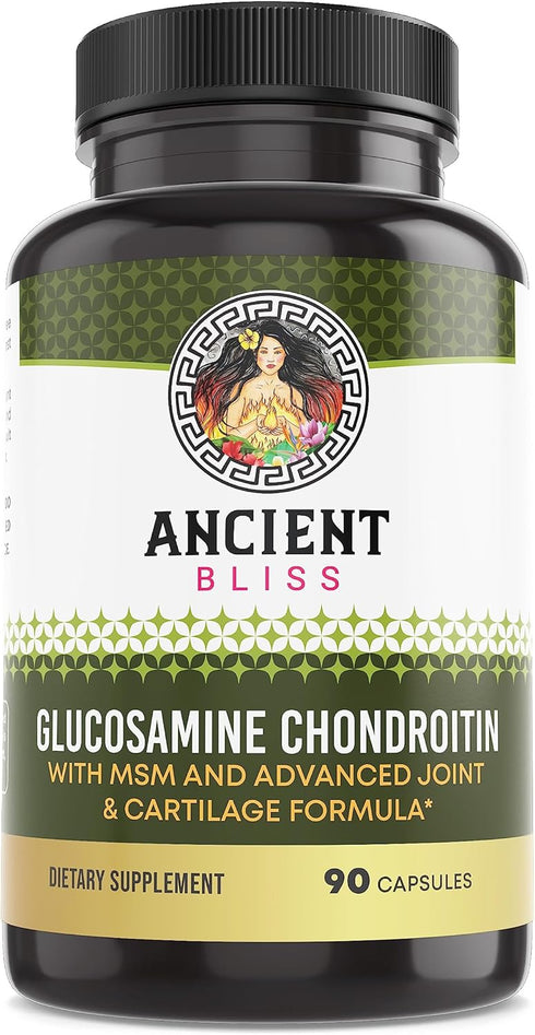 Glucosamine Chondroitin MSM Mobility & Joint Support Supplement for Men & Women with Cartilage Formula for Joint Support by Ancient Bliss (90 Caps...