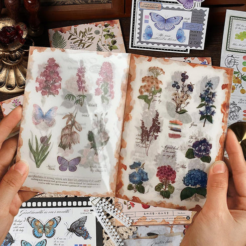 Yoksas 20 Sheets Vintage Nature Flowers Stickers, Ephemera Sticker Book,Floral Washi Sticker for Scrapbooking Bullet Journaling...