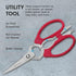 Messermeister 8-Inch Take-Apart Kitchen Scissors, Red - Includes Screwdriver, Nut Cracker, Jar Lid Opener/Gripper, Bottle Opener & Bone + Twig Cut...