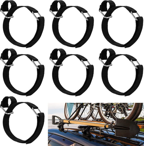 Patelai 8 Pieces Roof Rack Shovel Mount 12 Inch Shovel Mount Straps for Roof Rack Ladder Straps Shovel Holder Adjustable Hook and Loop Reusable fo...