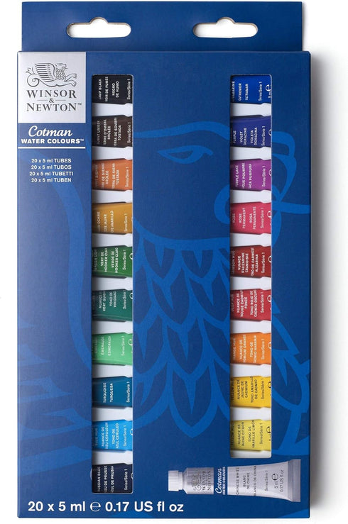 Winsor & Newton Cotman Watercolor Paint Set, 20 Colors, 5ml (0.17-oz) Tubes...