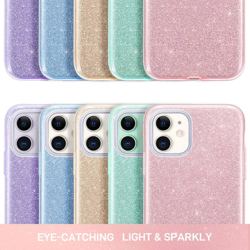 MILPROX Case Compatible for iPhone 11, Bling Sparkly Glitter Luxury Shiny Sparker Shell, Protective 3 Layer Hybrid Anti-Slick Slim Soft Cover for ...