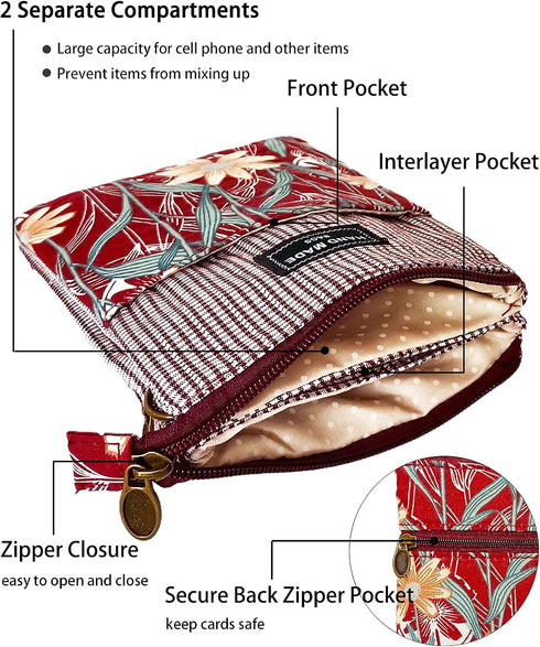 Canvas Cute Crossbody Handbags Cell Phone Purse Wallet Leaves Pattern Small Change Pouch Bags for Women Girls...
