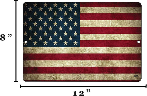 Rogue River Tactical USA American Flag Metal Tin Sign, 12x8 Inch, Wall Decor Man Cave Bar US United States Rustic...