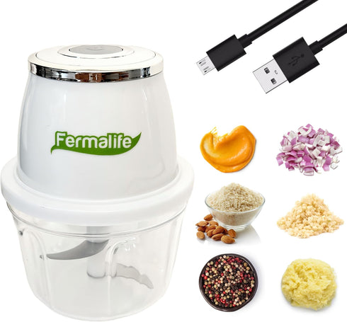Electric Food Chopper Processor, 350ml / 11.8oz Capacity, Stainless Steel Blade for Garlic, Veggies, Onion, Nuts, Spices, Fruits - Cordless, Power...