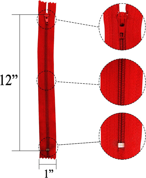 KGS 12 inch Nylon Zipper for Sewing Crafts | 20 Zippers/Pack (20 Colors)...