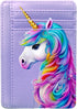 Slim Minimalist Front Pocket Wallet, Mini RFID Blocking Credit Card Holder Front Pocket Wallet, Coin Purse with ID Window for Women Ladies?Unicorn...