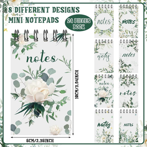 24 Pack Greenery Eucalyptus Spiral Notebook Mini Aesthetic Spiral Notebook Cute Eucalyptus Flower Baby Shower Party Favors Journal Small Memo Note...