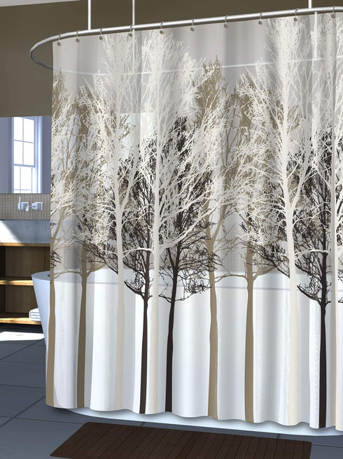 Splash Home Forest PEVA 4G Premium Plastic, Lightweight Liner with 12 Rustproof Metal Grommet Holes 70” x 72” Waterproof Shower Curtains for Bathr...