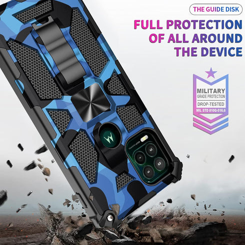 Shockproof Camouflage Military Grade Drop Tested Phone Case with Built in Kickstand with Screen Protector Holster Belt Clip Fits for Moto G Stylus...