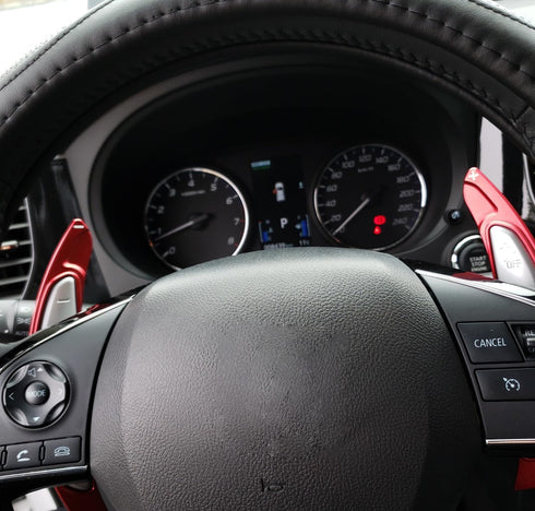 iJDMTOY Sports Red CNC Billet Aluminum Large Paddle Extensions Compatible With Mitsubishi 2008-2016 Lancer Evolution Evo X 10 Outlander, etc...