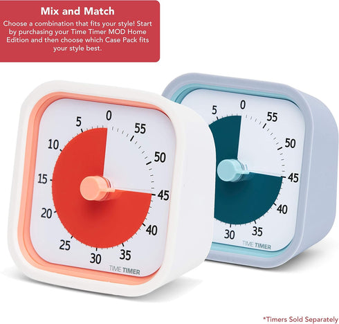 TIME TIMER Home MOD Neutral Cases - for Classroom Learning, Homeschool Study Tool, Student Desk Clock and Office Meetings with Silent Operation (2...