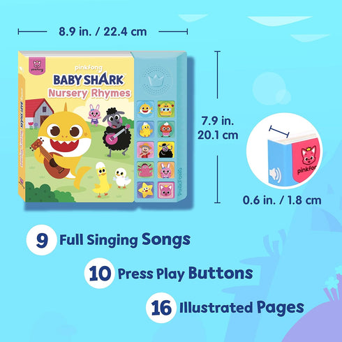 Baby Shark Nursery Rhymes 10 Button Sound Book| Learning & Education Toys | Interactive Baby Books for Toddlers 1-3 | Gifts for Boys & Girls...