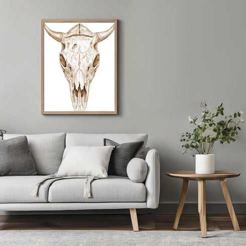 Posterizer 1 pcs-cow or bison skull art illustration 2-Gothic Art-Gift for Men Women Teens-Living Room Bedroom Decor- unframed wall art...