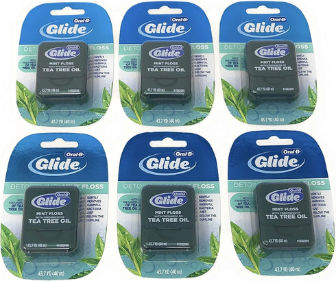 Oral-B Glide Mint Dental Floss with The Freshness of Tea Tree Oil 40m (Pack of 6)...