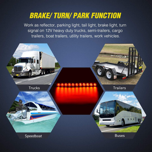 Nilight 2PCS 16Inch 11 LED Red Trailer Light Bar for Parking Stop Turn Signals Tail Brake DOT Compliant IP65 Waterproof Truck ID Marker...