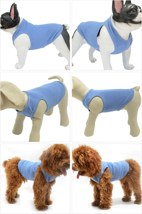 Lovelonglong 2019 Summer Pet Clothing, Dog Clothes Blank T-Shirts Ribbed Tanks Top Thread Vests for Large Medium Small Dogs 100% Cotton Powderblue...