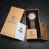 Men's Walnut Wood Cowhide Leather Strap Watch Wooden Case Analog Quartz Wristwatch for Dad Men Him...