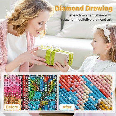 EOBROMD Stained Glass Flower Diamond Art Painting Kits for Adults, 5D Diamond Art Painting Kits for Beginners, DIY Paint Picture with Full Drill D...