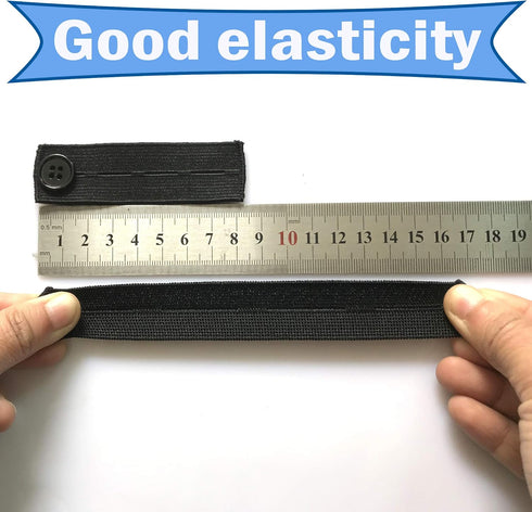 Elastic Button Extenders for Men and Women, Waist Extenders Adjustable for Pants, Trousers, Dress and Jeans, 6-Pack (Black)...
