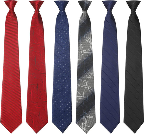 Janmercy 6 Pcs Clip on Tie for Men Clip on Easy Necktie Striped Solid Plaid Dots Mixed Lot Tie for Office School, 20 Inch (Mixed Style)...