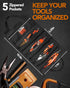 Roll Up Tool Bag, 16OZ Canvas Wrench Roll Up Pouch Multi-Purpose Tool Roll Organize, 5 Zippered Tool Pockets (Black)...