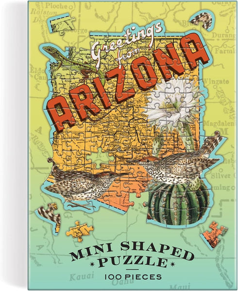 Galison Arizona Mini Shaped Puzzle - 100 Jigsaw Pieces Featuring Art by Bestselling Artist Wendy Gold, Die-cut Mini Shaped Puzzle, Makes a Great G...