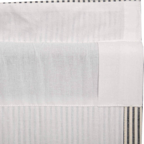 VHC Brands Hatteras Seersucker Ticking Striped Cotton Americana Kitchen Curtains Rod Pocket Hanging Loops 16x72 Valance, Denim Blue...