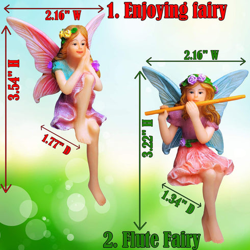 Mood Lab Fairy Garden - Miniature Fairies Figurines - Sitting Girls Set of 2 pcs - for Outdoor or House Decor Statue Kit...
