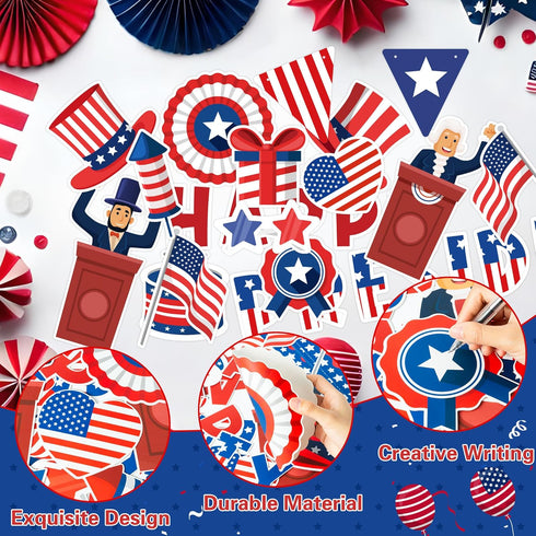94Pcs US Presidents Government Bulletin Board Classroom Decoration Patriotic Border American Flag Cutouts President Memorial Independence Day Supp...