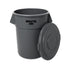 Rubbermaid Commercial BRUTE Trash Can Flat Lid, Round, Gray, 55 Gallon, FG265400GRAY...