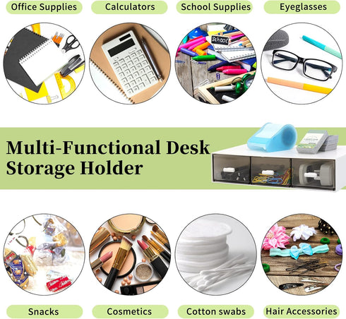 Desk Organizer Drawers-Stackable Desk Drawer Organizer, Plastic Storage Drawers Desktop Storage Great for Office Organization School Home - 3 Draw...