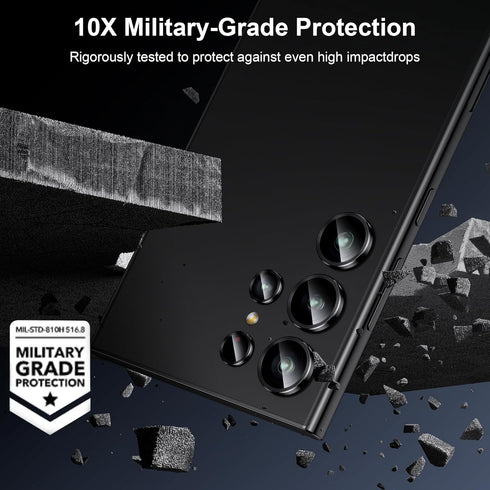 WSKEN for Samsung Galaxy S24 Ultra Camera Lens Protector, Ultra Thin Scratch Resistant 9H Tempered Glass with Aluminum Metal Circle Camera Screen ...