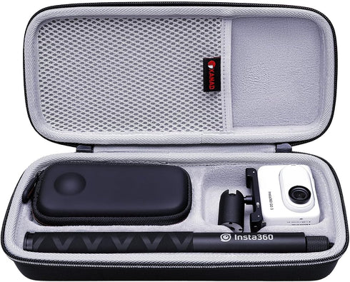 XANAD Hard Case for Insta360 GO 3 or Insta360 X3 or Insta360 X4 or ONE X2 Kit 360 Degree Waterproof Action Camera (Grey Bag with Small Cover and C...