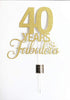 40 Years Fabulous Cake Topper, 40th Birthday Cake Topper, 40th Anniversary Cake Topper with Gold Glitter...