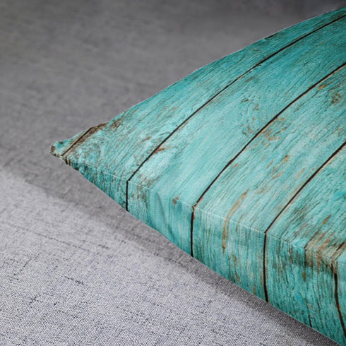 Emvency Decorative Throw Pillow Cover Square Size 20x20 Inches Turquoise Wood Teal Barn Wood Weathered Beach Decor Pillowcase with Hidden Zipper D...
