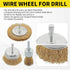 5 Pcs Wire Brush Wheel for Drill, Brass Wire Brush for Drill, 1/4 Inch Hex Shank, Wire Brush Drill Bit, Wire C up Brush for Rust Removal, Wire Bru...