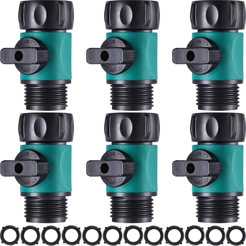 Garden Hose Shut off Valve Plastic Connect Water Hose Turn off Valve Garden Hose Connector Set with 6 Piece Anti Leak Valve Standard 3/4 Inch Thre...