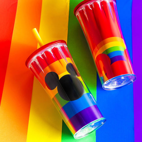 Zak Designs Disney Halloween Rainbow Collection Double-Wall Insulated Plastic Tumbler for Cold Drinks, Travel Cup with Splash-Proof Lid and Straw ...