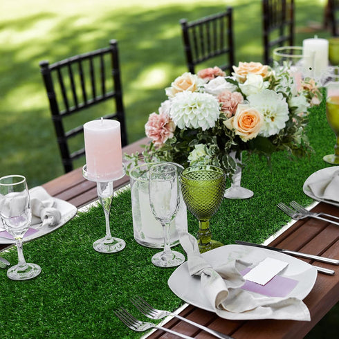 XLX TURF Artificial Grass Table Runner 12 x 36 Inches - Green Fake Grass Turf Table Runner for Golf Football Party Decorations Summer Wedding Tabl...
