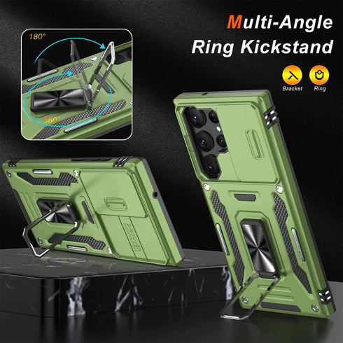 FUNMIKO for Samsung Galaxy S22 Ultra Case with Upgraded Sliding Camera Lens Cover and Strong Magnetic Kickstand - Military-Grade Shockproof Protec...