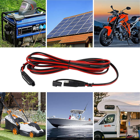 GSRECY 10AWG SAE to SAE Cable 2.95ft - Solar Panel Battery Extension for Automotive, RV, Motorcycle, Tractor...