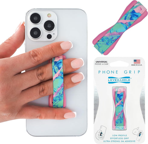 LOVEHANDLE Universal Phone Grip for Most Smartphones, Mini Tablets and Cases, Crystal Blush Design Elastic Strap with Blush Base, lh-01-crystalblu...