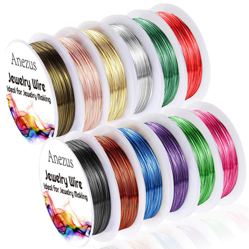 Anezus 12 Rolls Jewelry Wire Craft Wire Tarnish Resistant Beading Wire for Jewelry Making Supplies...