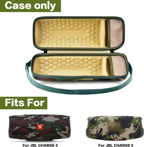 Hard Travel Case for JBL Charge 4/ Charge 5 Waterproof Bluetooth Speaker. Carrying Storage Bag Fits Charger and USB Cable - Squad Camo (Case Only)...